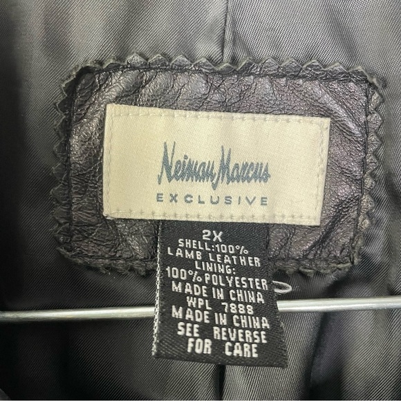 Neiman Marcus Black Quilted Leather Jacket Sz 2X - Picture 7 of 7